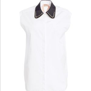 No. 21 white embellished collar shirt, IT40